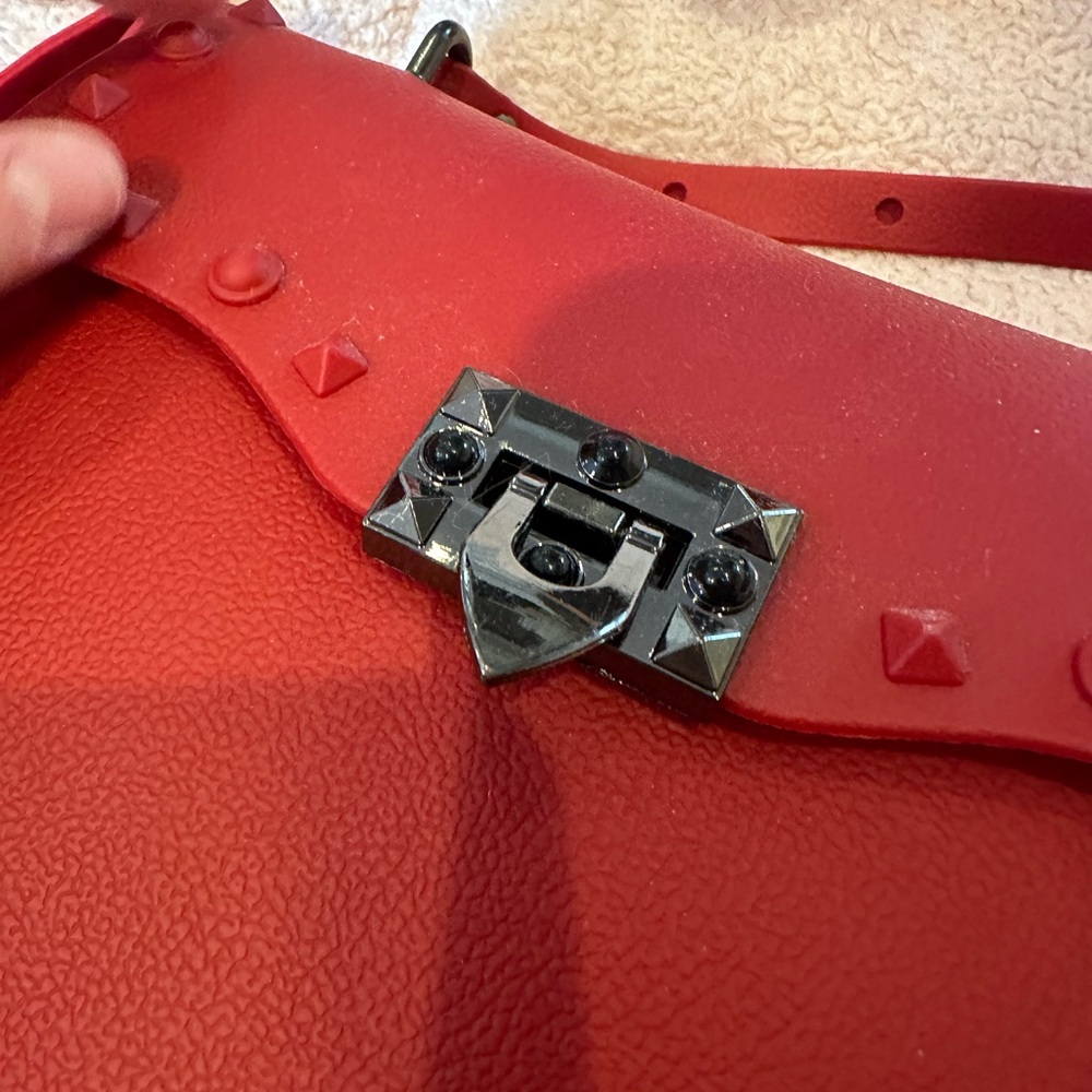 Stylish Red Studded Handbag - Picture 6 of 6